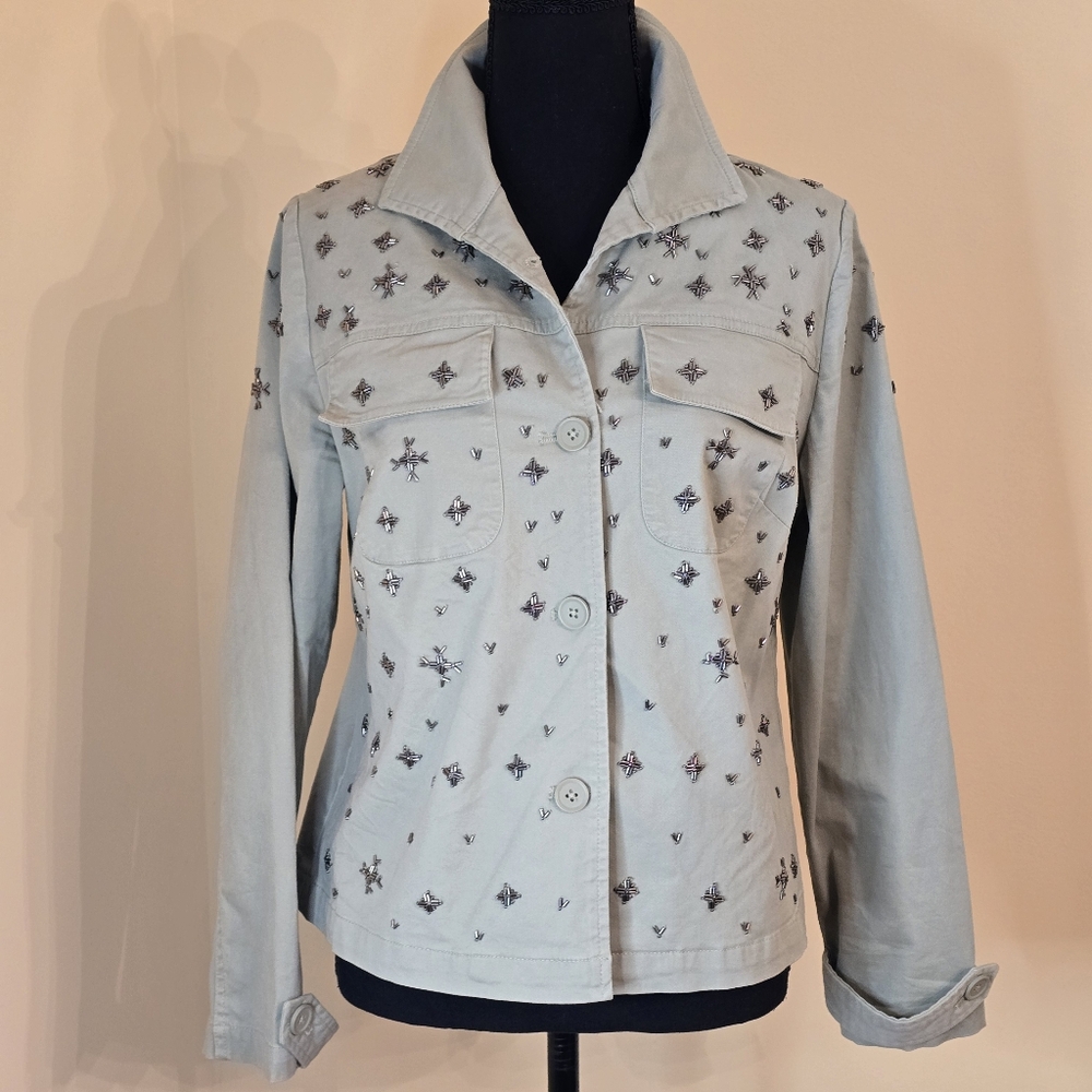 Chico's Size 0 Beaded Utility Jacket